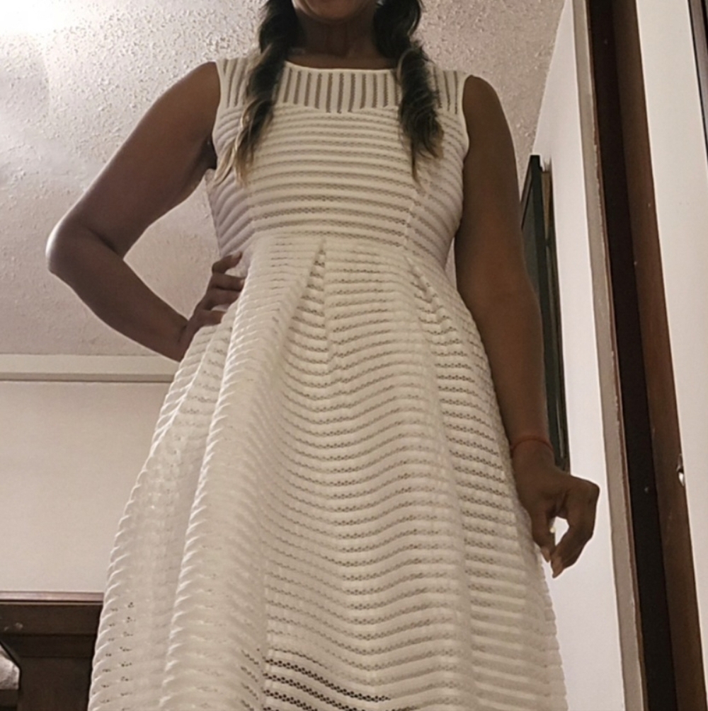 Elegant White Textured Dress